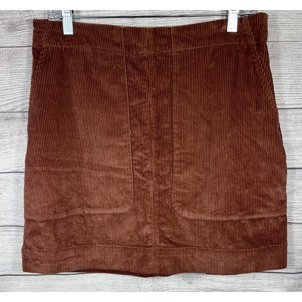 Old Navy Women's Tall Brown Corduroy Mini‎ Skirt With Side Zipper Size M